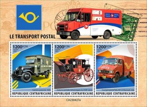 C A R - 2023 - Postal Transport - Perf 3v Sheet - Mint Never Hinged