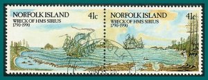 Norfolk Island 1990 HMS Sirius, 41c pair, used #471-472,SG479-SG480