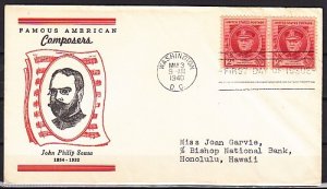 United States, Scott cat. 880. Am. Composer J. P. Sousa, First day cover. ^