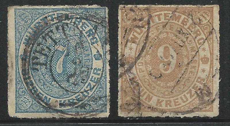 German States Wurttemburg Scott #50-51 Used Stamps