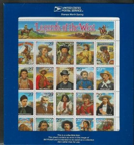 PCBstamps   US #2870 Sheet $5.80(20x29c) Legends / West, RECALLED, MNH, (2)