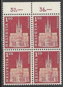 SWITZERLAND 1964-68 1.20fr Abbey Church Block of 4 Sc 448 MNH