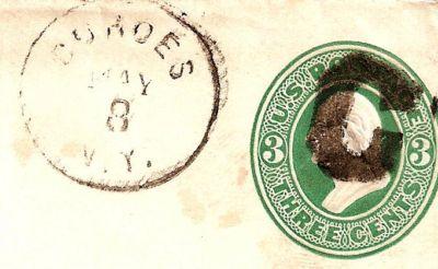 US  #U163 PSE ENTIRE FANCY CANCEL ~ Cohoes, N.Y. 'C' MONO...