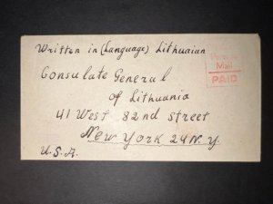 Unknown Year Displaced Persons DP Camp Luneberg BAOR to Lithuania Consulate NY