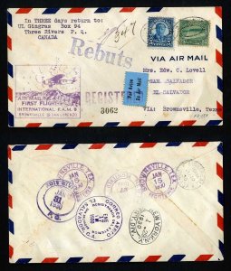 # 568 Registered FAM # 8 First Flight cover Brownsville to Salvador - 1-15-1930