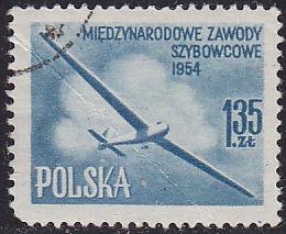 Poland 627 USED 1954 Glider, Large Cloud