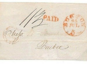 North America USA Boston Cover 1849 Cross-Border CANADA Quebec {samwells}BE158