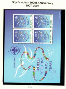 St. Kitts Sc 664-5 MNH S/S of 2007 - Boy Scouts -100th Anniversary