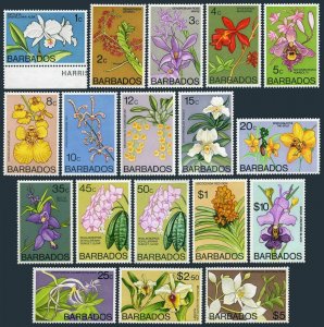 Barbados 396-411,404C,406B,MNH.Michel 365X-380X,420X-421X. Orchids 1974-1977.