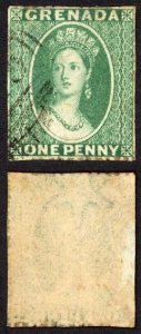 Grenada SG4 1d Green wmk Small Star (upright) Rough Perf 14 to 16 Cat 17