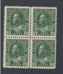 4x Canada Admiral WW1 stamps Block of 4 #107a -2c 3x MH 1x MNH GV=$75.00