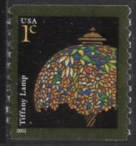 US 3758 (used) 1¢ Tiffany lamp (coil, 2003)