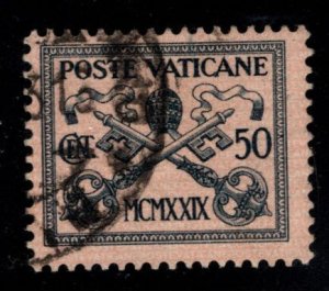 Vatican Scott 6 Used Papal Arms stamp