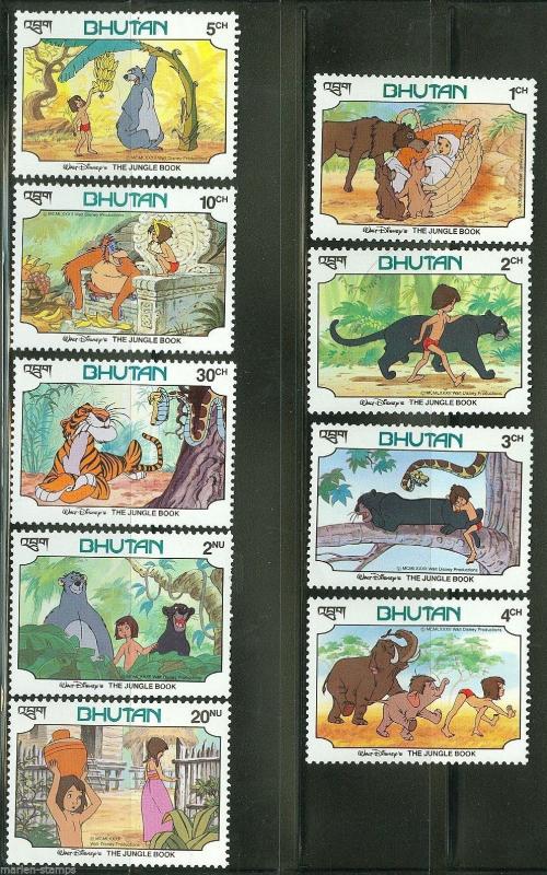 BHUTAN  DISNEY  JUNGLE BOOK    SCOTT#340/48 SET  MINT NH