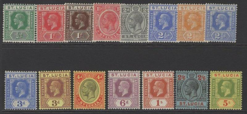 ST.LUCIA SG91/105 1921-30 WMK MULT SCRIPT CA SET MTD MINT