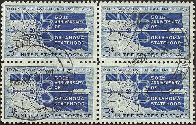 # 1092 USED BLOCK OKLAHOMA STATEHOOD 50TH ANNIV.