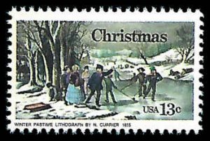 PCBstamps   US #1703 13c Christmas-Winter Pastime, MNH, (27)