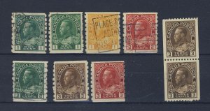 9x Canada Admiral Coil Stamps 2x#125-126-127-128-129-130-134 Guide Value=$115.00