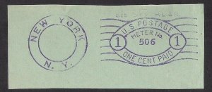 SCARCE METER STAMP: US Postage Meter Catalog #CH1.4 US Postal Meter Corp 1c (R)!