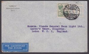 NETHERLANDS INDIES 1933 airmail cover Batavia to London.....................x565 