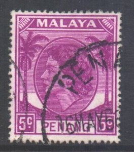 Malaya Penang Scott 32 - SG31, 1954 Elizabeth II 5c used