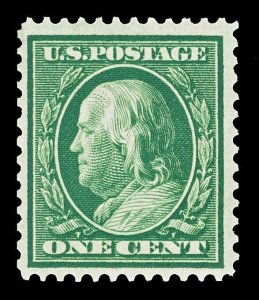 Scott 357 1909 1c Franklin Blue Paper Issue Mint F-VF OG H Cat $90