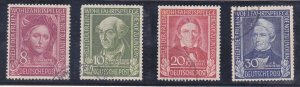 Germany B310-13 Used 1949 Portraits Full Set of 4 Cv $130.00