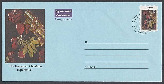 BARBADOS 2002 80c Christmas pictorial aerogramme - GPO cds..................K163