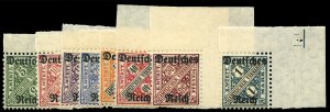 German States, Wurttemberg #O176-183 (Mi. 57-64 Cat€65, 1920 5pf-1m, comple...