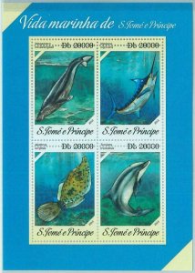 M1652 - S TOME & PRINCIPE, ERROR, 2013, MISPERF SHEET: Fish, Marine Life