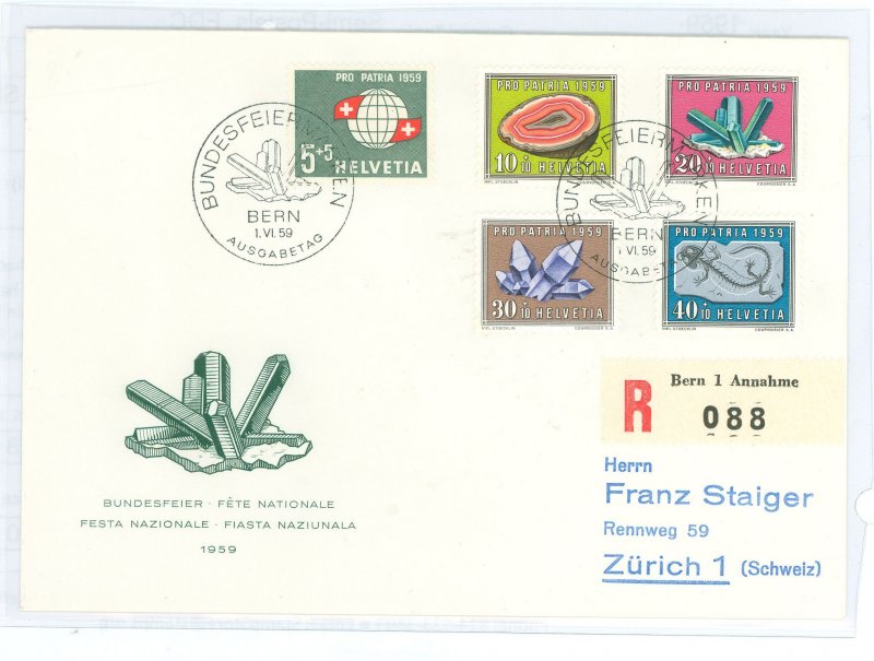 Switzerland B282-6 1959 Semi-postals, FDC Nice cacheted Registered FDC Zumstein=35 SFr