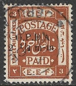 PALESTINE 1920 2 1/21m-m on 3m OPDA Revenue Bale 183 POSTALLY USED VFU