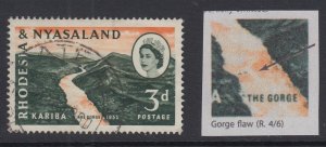 Rhodesia & Nyasaland, SG 32b, used Gorge Flaw variety