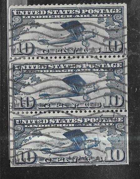 US #C10a Spirit of St. Louis (U) booklet pane of 3  CV$65.00