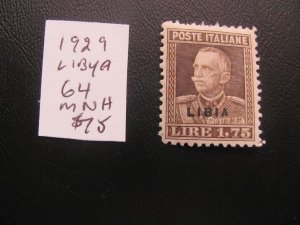 LIBYA 1929 MINT NEVER HINGED PERFS, SHORT SC 64 VF $75 (161)