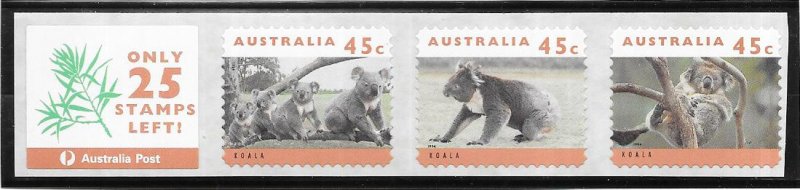 Australia #1295B,C,D  Threatened Species  strip of 3+lael (MNH)  CV $3.00