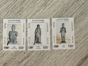 Cambodia #1431-1433 Used, Statues, 2024 SCV $4.00