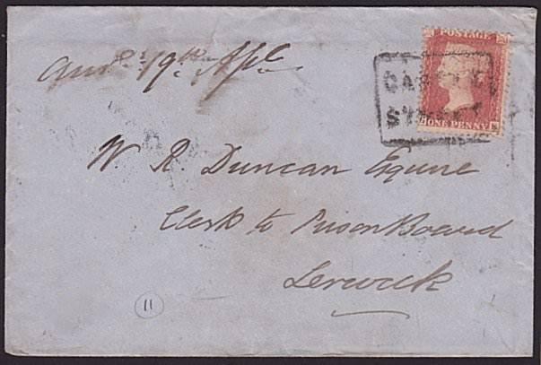 GB SCOTLAND 1858 cover to Shetland with CASTLE / STREET Scots local cancel..6459