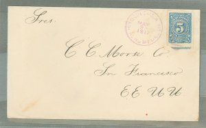 Colombia  1917 Postal History, Used from Achompuellia to Usa