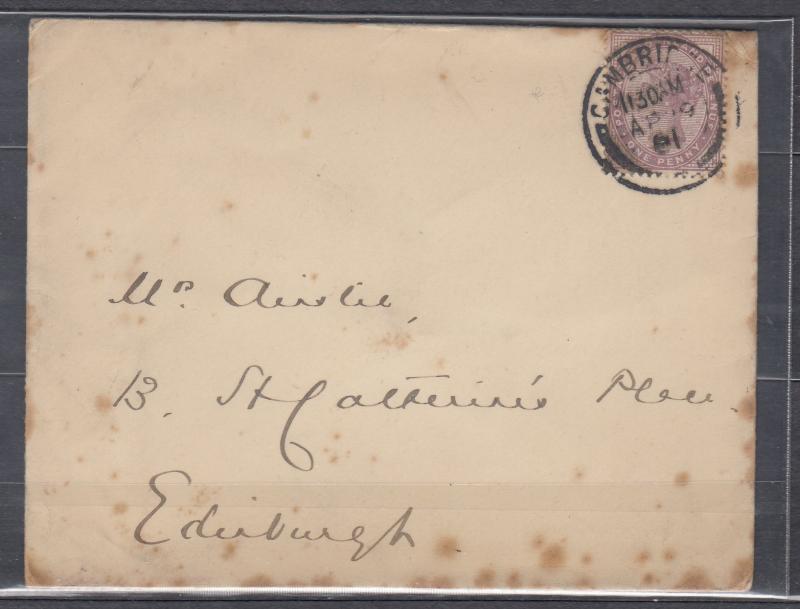 Great Britain - 09.04.1901 QV 1p as single franking on cover -  (5004)