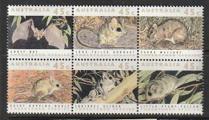 1992 Australia - Sc 1235 - MNH VF - Block of 6 - Threatened Species