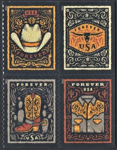 SC#5615-18 (Forever) Western Wear Block of Four (2021) SA