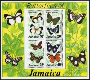 Jamaica 426a sheet, MNH. Mi Bl.11. Butterflies, 1977. Eurema elathea, Dynamine