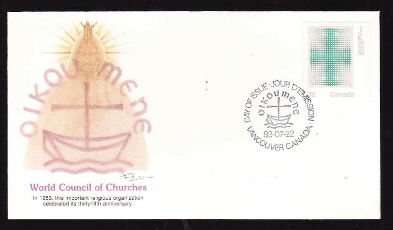 Canada-Sc#994-stamp on Fleetwood FDC-World Council of Churches-1983-colourful ca