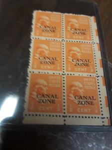 1938 USA 1/2c Canal Zone MNH Block