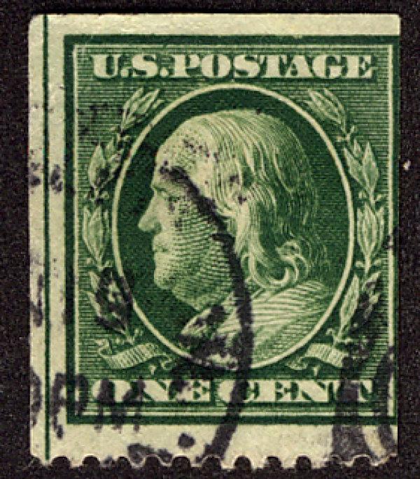 US  #385 SCV $50.00 Fine used, straight edge at top,   good color, RARE COIL!...