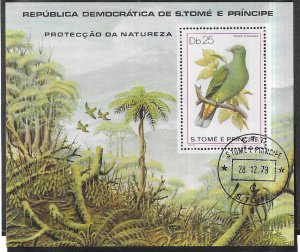 St. Thomas & Prince Islands  #547 Birds  S/S (U)1st day cancel CV $13.50