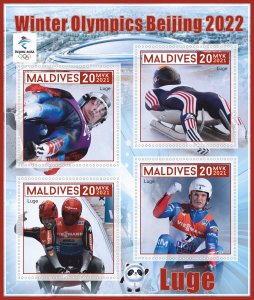 Stamps. Olympic Games 2022 2021 year 1+1 sheets perf Maldivies