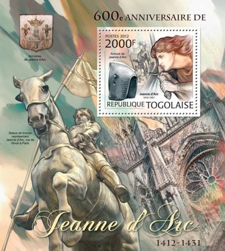 TOGO 2012 SHEET JEANNE D'ARC JUANA DE ARCO tg12213b