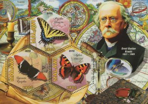 Butterflies Entomologists Ernst Gustav Kraatz Souvenir Sheet of 3 Stamps MNH